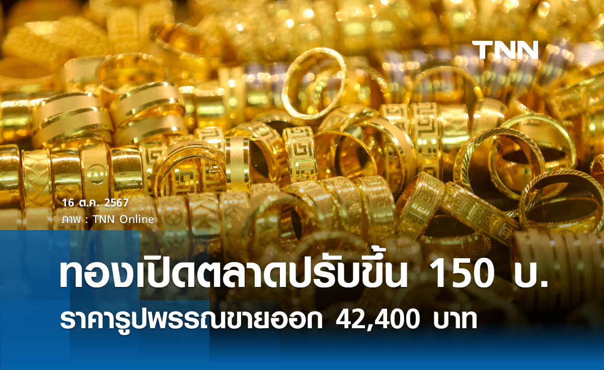 ราคาทองคำวันนี้ 16/10/67 เปิดตลาดปรับขึ้น 150 บาท รูปพรรณขายออก 42,400 บาท 