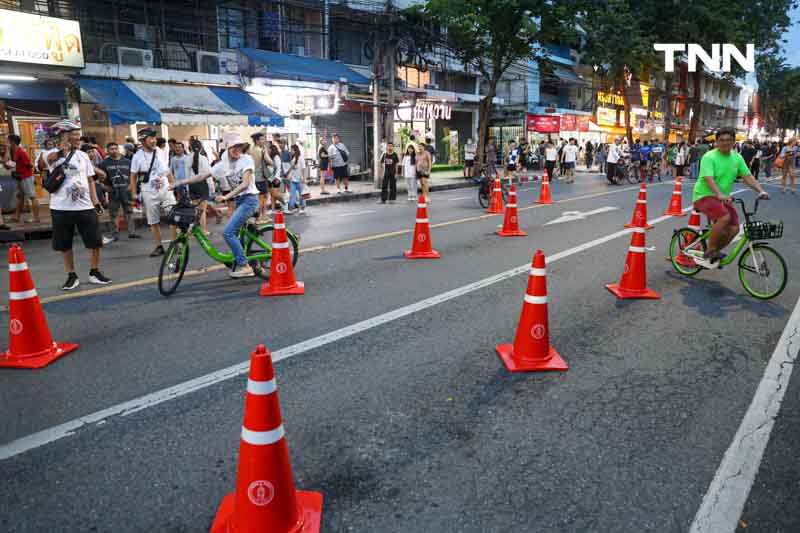 กทม. ชวนลดใช้รถ เพ้นท์สีถนนบรรทัดทองเพิ่มพื้นที่คนเดิน ในงาน Bangkok Car Free 2024