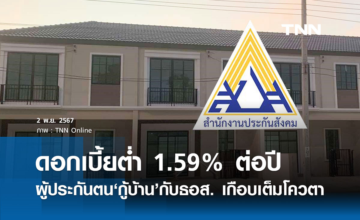 กู้บ้านดอกเบี้ยต่ำ 1.59% ต่อปี! ผู้ประกันตน ยื่นขอรับสิทธิเกือบเต็มโควตา