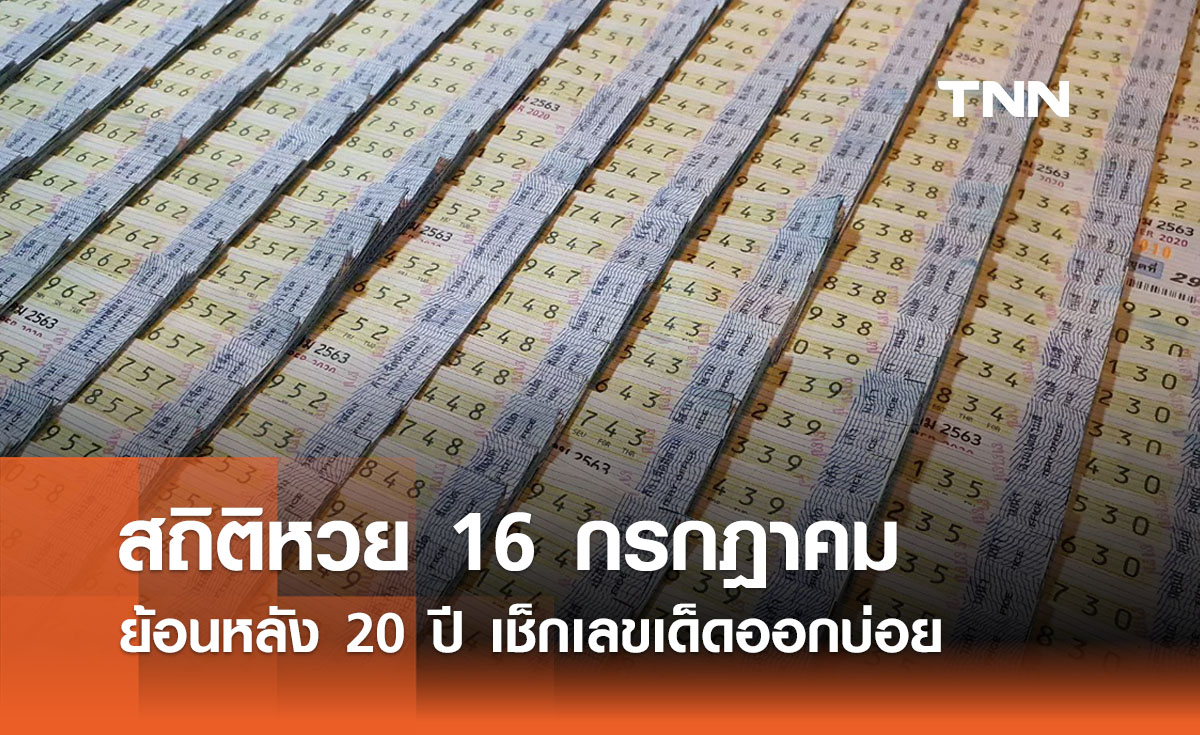 สถิติหวยออกวันที่ 16 กรกฎาคม ย้อนหลัง 20 ปี เช็กเลขเด็ดออกบ่อย