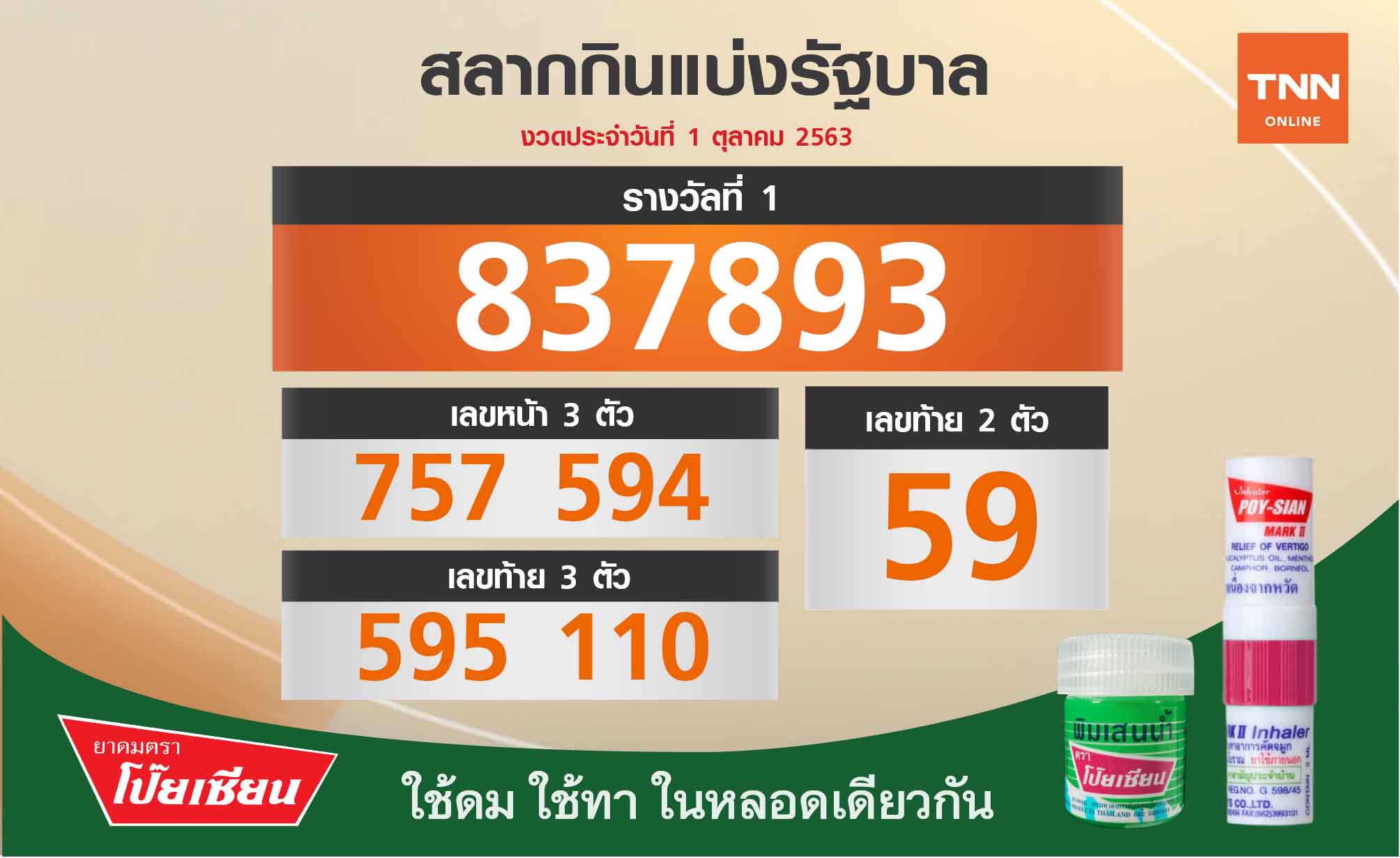 ตรวจหวย งวดประจำวันที่ 1 ต.ค.2563 ที่นี่