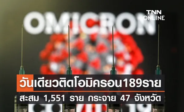 ไทยยังไม่แผ่ว! ติดเชื้อ โอมิครอน วันเดียว 189 ราย สะสม 1,551 ราย