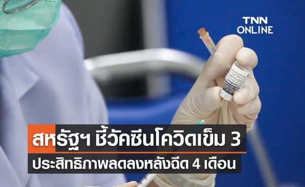 CDC สหรัฐฯ ระบุ วัคซีนโควิดเข็ม 3 ประสิทธิภาพลดลงหลังฉีด 4 เดือน