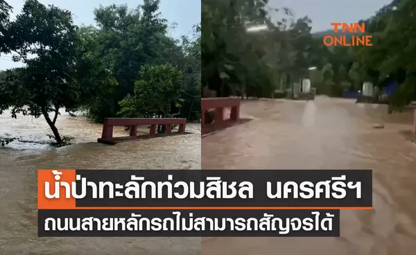 น้ำป่าทะลักท่วมสิชล-ถนนสายหลักรถไม่สามารถสัญจรได้