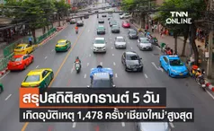 สรุปสงกรานต์ 5 วัน เกิดอุบัติเหตุสะสม 1,478 ครั้ง เชียงใหม่ สูงสุด