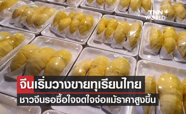 จีนเริ่มวางขายทุเรียนไทยแล้ว ชาวจีนรอซื้อแม้ราคาสูงขึ้น