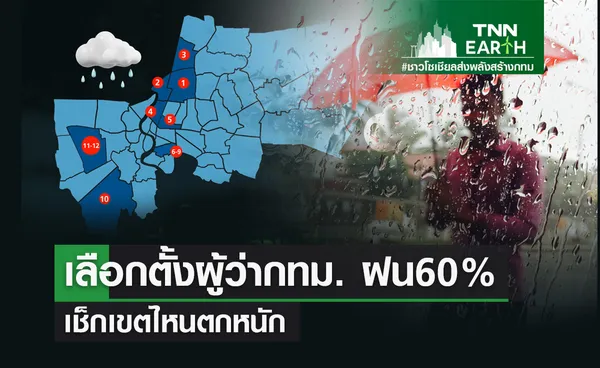 “เลือกตั้งผู้ว่ากทม. ฝน60% เช็กเขตไหนตกหนัก”