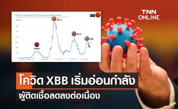 โควิดโอมิครอนสายพันธุ์ย่อย XBB เริ่มอ่อนกำลัง ผู้ติดเชื้อลดลงต่อเนื่อง