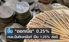 มีผลทันที! มติ กนง.ขึ้นอัตรา ดอกเบี้ยนโยบาย 0.25%