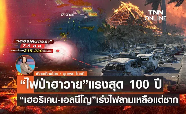 “ไฟป่าฮาวาย”แรงสุด 100 ปี  “เฮอริเคน-เอลนีโญ”เร่งไฟลามเหลือแต่ซาก