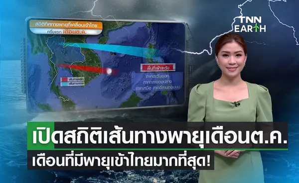 เปิดสถิติเส้นทางพายุเคลื่อนเข้าไทยเดือนต.ค.