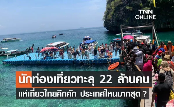 เที่ยวไทยคึกคัก 'นทท.ต่างชาติ' ทะลุ 22 ล้านคน ประเทศไหนมากสุด?