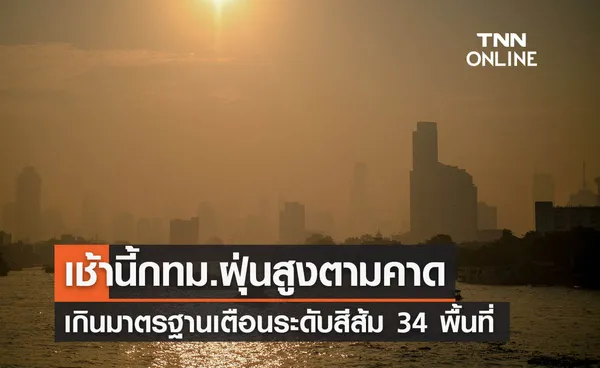 กทม.เช้านี้ค่าฝุ่นสูงตามคาดการณ์  เกินมาตรฐาน 34 พื้นที่