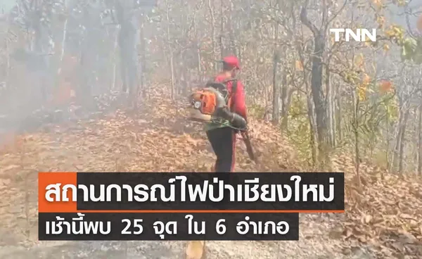 สถานการณ์ไฟป่าเชียงใหม่เช้านี้พบ 25 จุด ใน 6 อำเภอ ป่วยโรคปอดกว่าพัน 