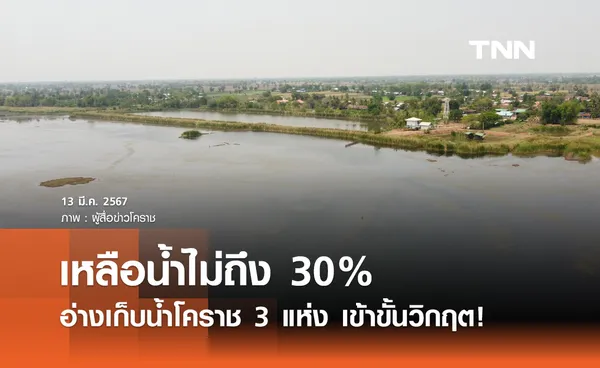 เข้าขั้นวิกฤต! อ่างเก็บน้ำโคราช ขนาดกลาง 3 แห่งเหลือน้ำไม่ถึง 30%