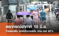 พยากรณ์อากาศวันนี้ 10 มิถุนายน ไทยตอนบนฝนเพิ่มขึ้น ตกหนักบางแห่ง