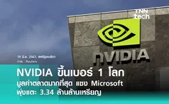 NVIDIA ขึ้นเบอร์ 1 มูลค่าตลาดมากสุดในโลกแซง Microsoft พุ่งแตะ 3.34 ล้านล้านเหรียญ