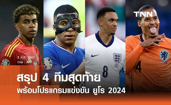 สรุป 4 ทีมสุดท้าย พร้อมโปรแกรมแข่งขัน ยูโร 2024