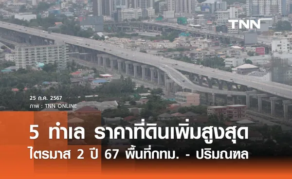 เปิด 5 ทำเล ราคาที่ดินเพิ่มขึ้นสูงสุด ไตรมาส 2 ปี 67 พื้นที่กรุงเทพฯ - ปริมณฑล 