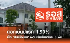 สินเชื่อบ้าน! ธอส. จัดโครงการ ดอกเบี้ยปีแรก 1.90% ผ่อนเริ่มต้นล้านละ 3 พัน