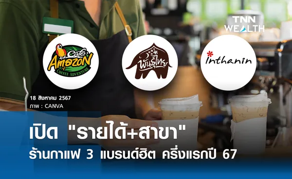 เปิด รายได้+สาขา ร้านกาแฟ 3 แบรนด์ฮิต ครึ่งแรกปี 67