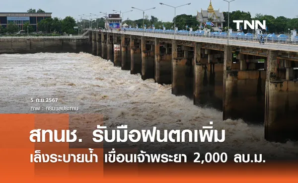 สทนช.จับตา พายุยางิ เตรียมถกจังหวัดท้ายเขื่อนเจ้าพระยาระบายน้ำ 2,000 ลบ.ม./วินาที 