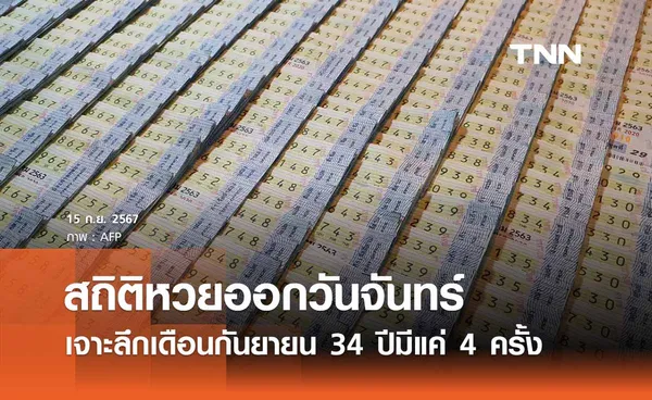 สถิติหวยออกวันจันทร์ เดือนกันยายน ย้อนหลัง 34  ปี มี 4 ครั้ง เช็กเลขเด็ดงวดนี้