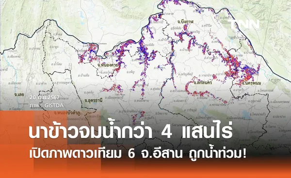 น้ำท่วมหนัก!  6 จังหวัดอีสานอ่วม พื้นที่ปลูกข้าว จมน้ำกว่า 4 แสนไร่