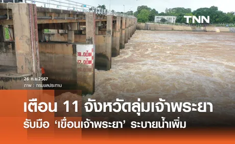 เขื่อนเจ้าพระยา ระบายน้ำเพิ่ม เตือน 11 จังหวัดลุ่มแม่น้ำเจ้าพระยา เฝ้าระวัง!