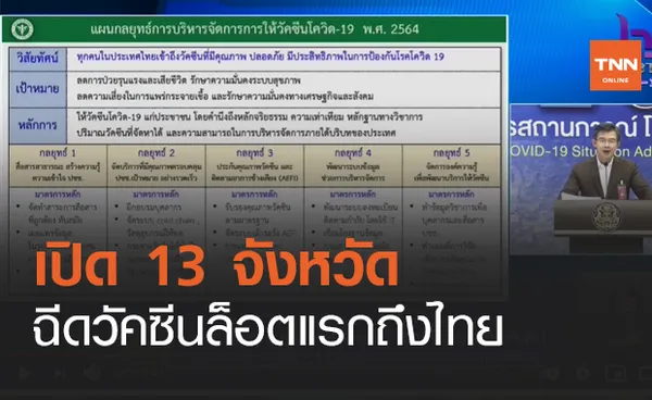 ฟังชัดๆ! แผนฉีดวัคซีนกลุ่มแรก 13 จังหวัดล็อตแรกเดินทางถึงไทย (คลิป)