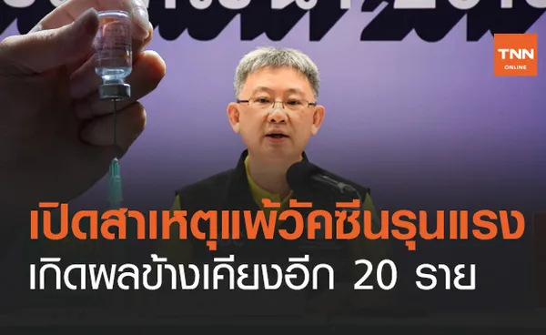 สธ.พบ 20 รายมีอาการข้างเคียงหลังฉีดวัคซีนโควิด บุคลากรแพทย์ 1 รายแพ้รุนแรง