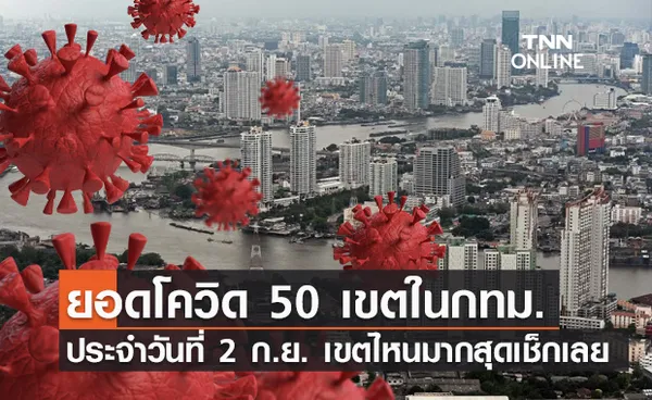 เช็กเลยที่นี่! ยอดผู้ติดเชื้อโควิด 50 เขตในกทม. ประจำวันที่ 2 ก.ย.2564