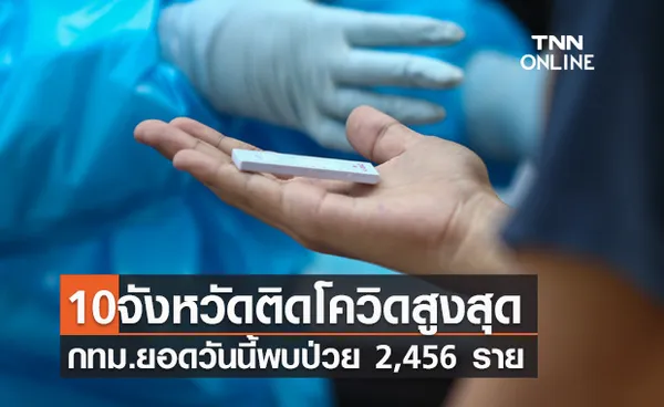 10จังหวัดติดเชื้อโควิดรายใหม่สูงสุด กทม.วันนี้พบป่วย 2,456 ราย