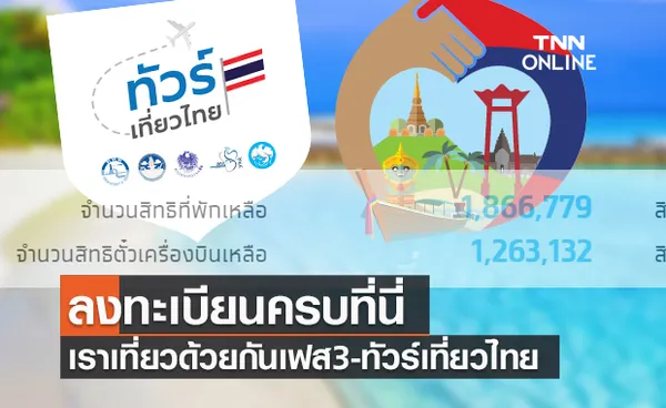 ลงทะเบียนครบทั้ง 2 โครงการ  www.ทัวร์เที่ยวไทย.ไทย และ  www.เราเที่ยวด้วยกัน.com