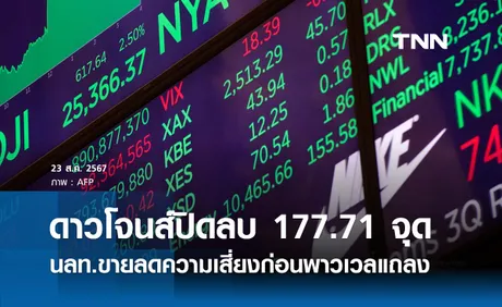 หุ้นวันนี้ดาวโจนส์ 23 ส.ค. ปิดลบ 177.71 จุด นลท.เทขายลดความเสี่ยง