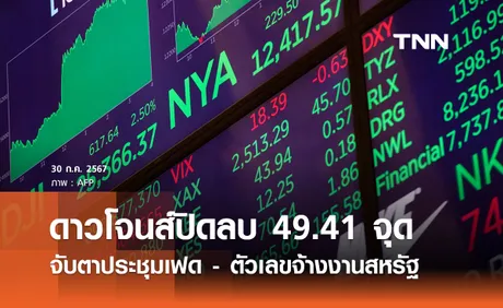 หุ้นวันนี้ดาวโจนส์ 30 ก.ค. ปิดลบ 49.41 จุด  จับตาประชุมเฟด