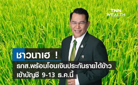  ชาวนาเฮ ! ธกส.พร้อมโอนเงินประกันรายได้ข้าวเข้าบัญชี 9-13 ธ.ค.นี้  